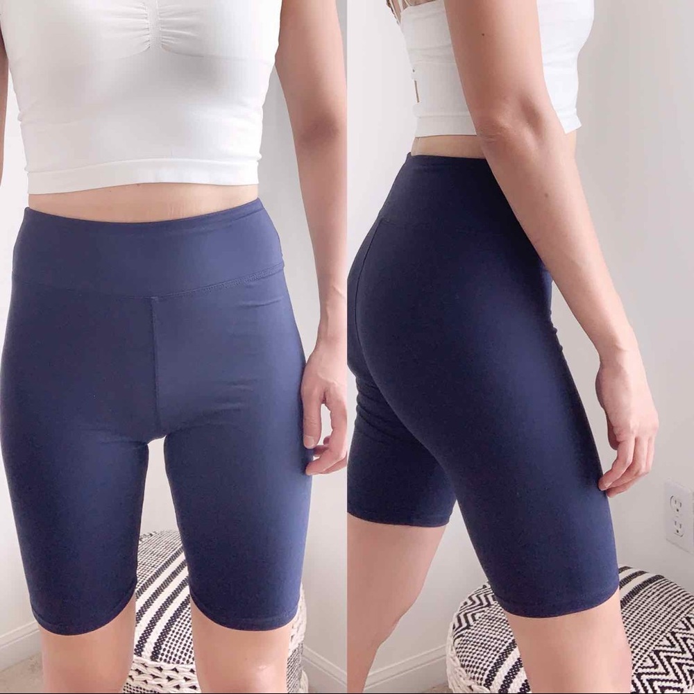 HIGH WAIST ELEVATE BIKE SHORTS - NAVY - Picture 1 of 8
